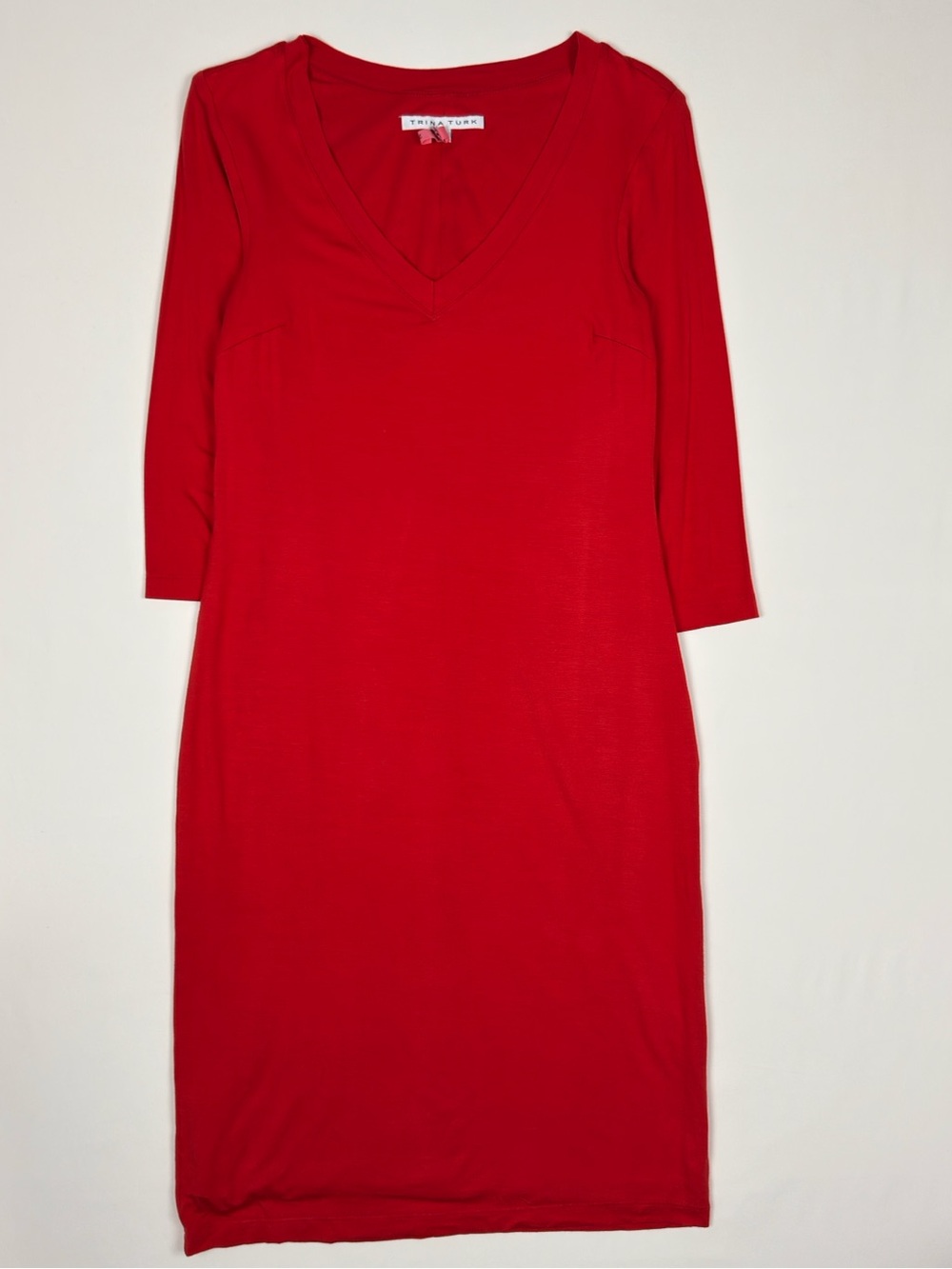 Trina Turk Red V-Neck Sheath Dress